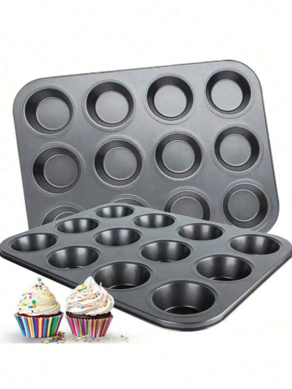 1 Muffin Pan, 12 Cupcake Pans, Non-Stick Cupcake Paper Baking Cups, Pudding Molds, Oven Accessories, Baking Tools, Kitchen Utensils, Kitchen Accessories, Non-Stick Brownie Baking Pans, Muffin Tin Cupcake Trays, Baking Pans For Kitchen Ovens (7/12 Molds)