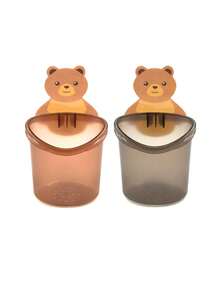 2 件免钉小熊架子壁挂式牙刷牙膏杯香皂梳浴室收纳整理架 - 彩色 - 查看 12