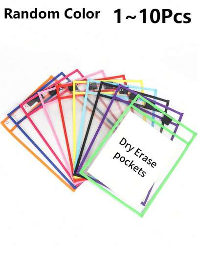 1/2/4/6/8/10PCS Reusable Dry Erase Pocket, Oversized Oversized Write And Wipe Pockets, Clear Plastic Sheet Protectors, Teacher School Classroom Supplies,School Supplies,Back To School