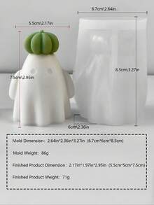 Molde de silicona con diseño lindo de fantasma sosteniendo una calabaza, molde para velas de aromaterapia de interior, decoración artesanal y regalos, molde de yeso y resina - Blanco - Ver 7