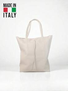 Women's Summer Tote Bag, Genuine Leather Made In Italy, Large Capacity For Your Everyday Use, Minimalist Style For Office And Daily Use - trắng - Xem 4