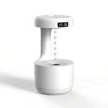 1 pieza Humidificador premium con tecnología de ósmosis inversa, 7 modos de iluminación, pantalla de reloj LED, difusor de aromas, diseño de gota de agua flotante, conexión tipo C, adecuado para escritorio de oficina, sala de estar, dormitorio, humidificador ultrasónico antigravedad
