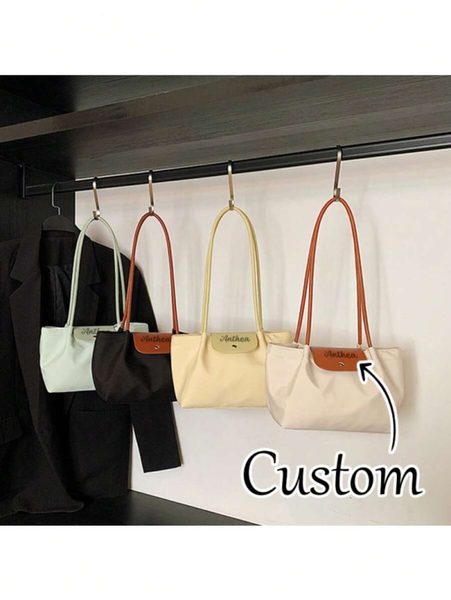 [可定制] 1 件时尚优雅的女士可定制姓名文字手提包、单肩包、托特包、沙滩包、旅行包，适合日常外出、派对、度假、母亲节/情人节/周年纪念日/生日礼物和其他节日，时尚奢华的时尚包 - 彩色 - 查看 1