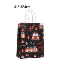 6/12/24pcs Cartoon Firefighter Theme Paper Gift Bags, Fire Truck Shaped, Suitable For Storing Candies, Cookies, Birthday Party Decoration - Multicolor - View 2