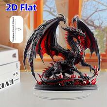 [Holiday Gift] Gothic Style Western Dragon 2D Acrylic Statue With Base | Suitable For Decoration | Various Room Types | Perfect Holiday Gift - Multicolor - View 3