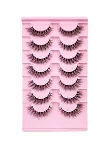 Ouye3 7 Pairs Transparent Cross Eyetail Extended Half Eyelash, Suitable For Daily Makeup, Reusable, Suitable For Daily Travel And Dating - Black - View 10