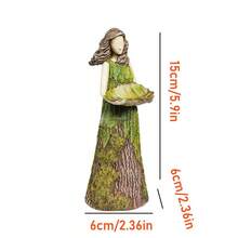 1 pezzo Scultura in resina di ragazza fata e uccelli nel bosco, decorazione da esterno per giardino, cortile e prato, ornamento in resina per decorazione casa e giardino in stile campagnolo e di divinità del bosco