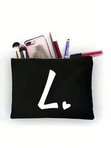 1 chiếc túi đựng mỹ phẩm tối giản in chữ cái ghép mảnh cho bé gái, màu đen, cỡ nhỏ, chữ A-Z, túi đựng mỹ phẩm, túi đựng đồ vệ sinh cá nhân di động, túi đựng mỹ phẩm tái sử dụng, túi đựng mỹ phẩm du lịch rộng rãi, phù hợp cho bé gái, có thể đựng tai nghe, phụ kiện, ví đựng tiền xu. - màu đen - Xem 15