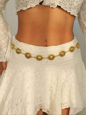 1 Stück modischer, vielseitiger Nischen-Blumen-Spiralen Hüftkette, Vintage-Design Schnallen Hüftkette, Hüftkette geeignet für alle Anlässe, Strandurlaub, Party, Alltag, perfektes Festival Geschenk