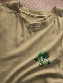 Unisex T-Shirt Gym Broccoli Training T-Shirt Cotton Various Colors Letter Figure None - 米色 - 查看 2