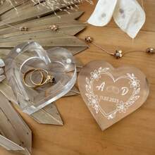 Personalisierte Laser-Gravur Hochzeitsring Box, Liebesring Box, Acryl Ring Box, Herz-förmige Hochzeitsring Box, transparente Verlobungsbox