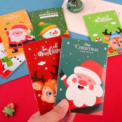 16 قطعة/32 صفحة دفاتر مذكرات صغيرة ذات موضوع عيد الميلاد، دفاتر جيب محمولة، هدايا للطلاب والأطفال في العطلات، هدايا عيد الميلاد، تذكارات الحفلات، بنمط بابا نويل والثلج والرنة