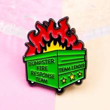 1pc Garbage Bin Fire Response Team Enamel Brooch Saves Hot Garbage Fun Brooch, Gift Brooch, Used For Backpacks, Fashion Accessories, Clothing Decoration, Holiday Gifts, Suitable For Men And Women School