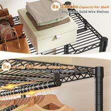 EnHomee Commercial Heavy Duty 5-Rod Rolling 900LB Capacity Garment Clothing Rack 74.8"W 76.8"H Metal Material Portable & Sturdy Storage, Black - 黑色 - 查看 4