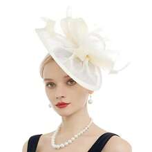 Vintage Fashion Wedding Sinamay Charming Hat Derby Party Hat All White Retro Church Kentucky Ascot Hat Bridal Headband Elegant Women Wedding Accessories Mini Hats Tiny Hats Fascinator Mini Top Hat Mini Cap