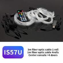Car RGB Ambient LED Light Strip 1/3/5M APP Control USB Fiber Optic Atmosphere Lamp Neon Interior Console Decoration Lights - Multicolor - View 10