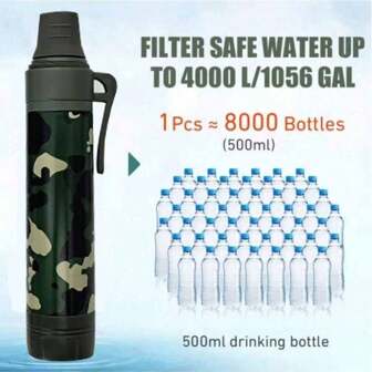 Emergency Portable Life Straw Filter For Outdoor Survival Drinking Water Purifier Emergency Outdoor Survival Equipment; Portable Life Straw Filter For Outdoor Water Purification Outdoor Emergency Water Filter For Camping; Emergency Direct Drinking Water Purifier For Outdoor Life; Single Soldier Sterilization Filter Water Absorption Device.
