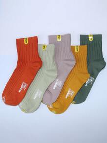 3/5 pares de calcetines tipo tripulación unisex deportivos - Estilos de pareja en colores de dopamina para comodidad todo el año para mujeres y hombres