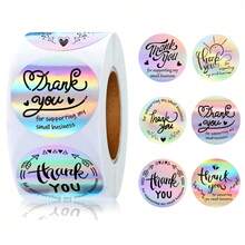 500pcs Rainbow Laser Thank You Stickers 1inch Small Business Stickers Adhesive Labels For Boutiques Wrapping Supplies - Một cỡ - Xem 1