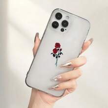 Rose Pattern Phone Case, UV Printing Mobile Phone Protective Case, 360 Degree Full Protection, Suitable For Iphone 11 12 13 14 15 16 Pro Max XR X/ XS 7 8 Plus SE Mini, With New Personality Creative For Smart Phone Case - Transparent - View 8