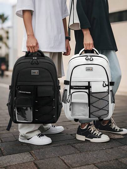 1 件现代简约男女通用背包 - 大容量多功能收纳书包，适合青少年和年轻人，轻便耐用的书包，适合学校通勤和周末旅行，贴心的返校/生日礼物