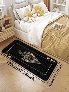 1件装豪华黑桃A扑克图案门垫，仿羊毛吸水加厚简约设计浴室垫，淋浴房创意地毯，可水洗涤纶室内地毯，防滑绒面装饰垫，适用于客厅、卧室、厨房、洗衣房、办公室、入口或地板，适合春秋季装饰，秋季、冬季厨房地毯 - 彩色 - 查看 9