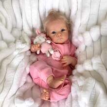 Realistic Reborn Baby Dolls Blonde Girl Lifelike Blue Eyes Girl Soft Body That Look Real Life Newborn Baby Dolls 18 Inch Reborn Doll High-End Gift For Kids Age 3+