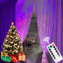 1 件 3x1m/3x2m/3x3m USB 供电窗帘仙女灯串，无需电池，用于婚礼背景、派对墙面装饰，适合圣诞节、感恩节、复活节、万圣节、家居照明，暖白/彩色，8 种模式，节日、情人节、卧室、浪漫求婚、生日、新年、母亲节、斋月装饰，室内/室外使用