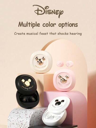 Disney Auriculares Bluetooth Disney D68, intrauriculares, audio de alta calidad 5.3, adecuados para música, correr, deportes, vida útil de la batería extra larga, llamadas de alta definición, cancelación de ruido, micrófono, baja latencia, compacto y portátil, cancelación pasiva de ruido, auriculares inalámbricos verdaderos