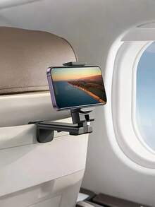 通用可折叠 360° 旋转手机和平板电脑支架 - 多功能夹子设计，耐用的 ABS 塑料，适用于旅行、汽车、飞机、火车和台式电脑，易于携带和折叠，360° 角度调节，非常适合流媒体、视频通话或观看 - 黑色 - 查看 3