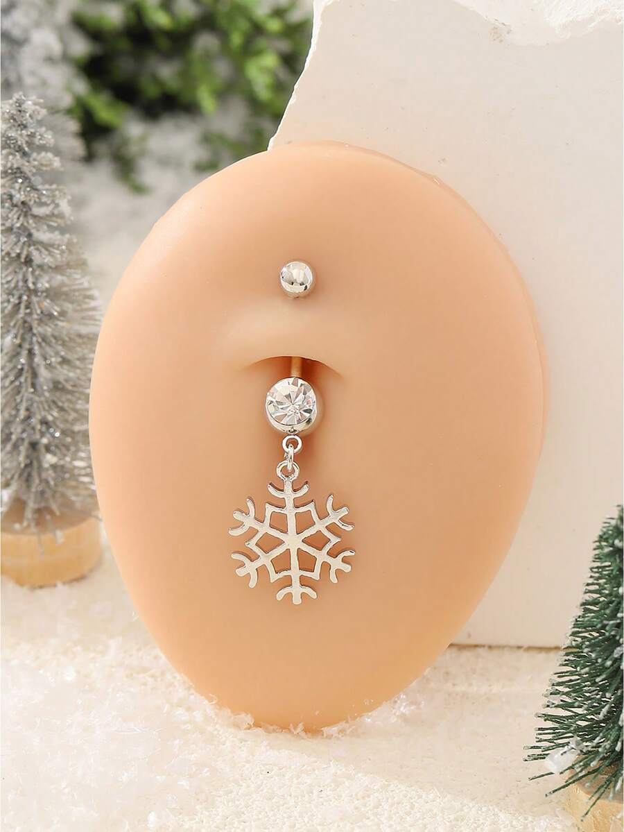 1 件时尚雪花肚脐环，适合女士，私密穿孔饰品，圣诞礼物 - 雪花 - 查看 1