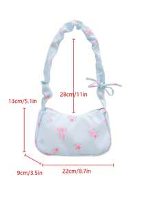 1 Peça Bolsa de Tecido com Cordão para Debaixo do Braço, Nova, Fofa, Casual, Portátil, Bolsa Transversal Versátil e Doce de Lona com Estampa Floral
