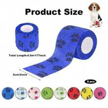 PETSIN 1 Peça/3 Peças Bandagem Autoadesiva para Animais de Estimação, Bandagem Veterinária Adesiva, Fita Não Tecida Adequada para Pernas, Patas e Feridas de Cães, Bandagem com 2,5cm/5cm de Largura, Design Estampado com Pegada Colorida, Fita Respirável para Cães e Gatos de Estimação, Bandagem Durável para Proteção Esportiva (Cor Aleatória)