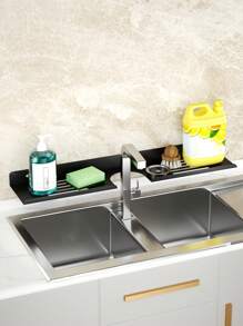 1 buc. Suport de depozitare montat pe perete în baie, suport de depozitare în fața oglinzii de baie, suport de depozitare pentru robinet, ușor de instalat, nu necesită găurire, potrivit pentru depozitarea robinetelor în baie, toaletă sau bucătărie