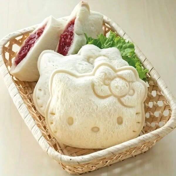 Sanrio 1 pezzo Stampo per sandwich Hello Kitty per uso domestico e in cucina, macchina per sandwich a forma di gattino cartoni animati, usa questo strumento fai-da-te per realizzare deliziosi e carini sandwich a forma di gatto KT! Plastica