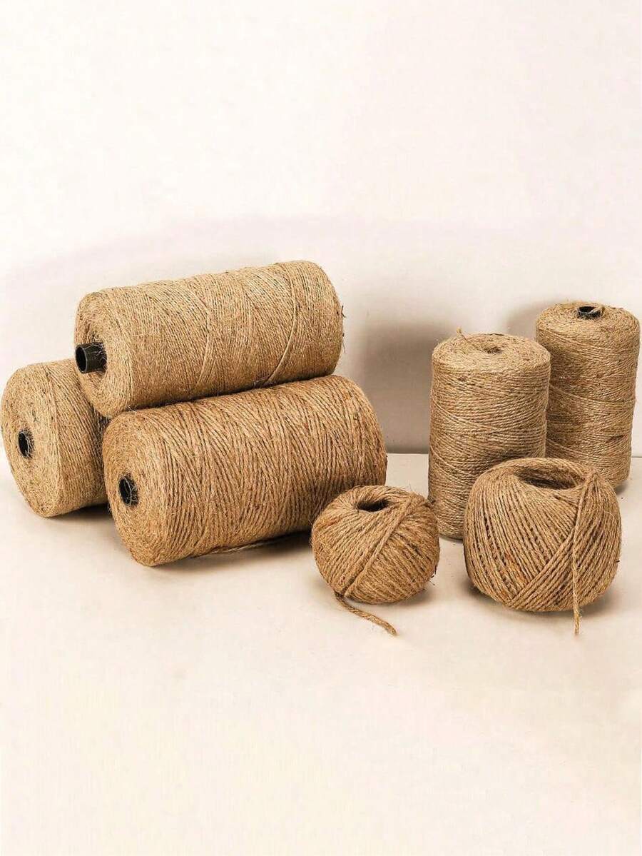 1/2/3 件 2 毫米 100 米天然黄麻绳丝带蝴蝶结工艺品 DIY 婚礼礼品包装园艺黄麻绳缝纫派对手工装饰配件 - 黃麻色 - 查看 1