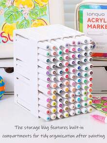 朗格288/240/192/96色直涂式丙烯颜料马克笔，带收纳袋，学生艺术专业绘画彩色软头马克笔，纸张紧密可堆叠，DIY涂鸦涂色书，可用于绘画玻璃、石头，防水人体彩绘笔，圣诞礼物