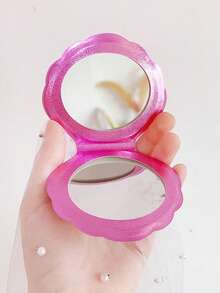 闪亮贝壳化妆镜 双面放大化妆镜 便携折叠手持小镜子 旅行化妆镜 派对精美小礼物