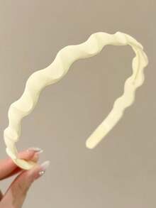 4件装纯色休闲亚克力宽边防滑头带化妆发带简约日常头饰适合所有季节发箍 - 彩色 - 查看 3