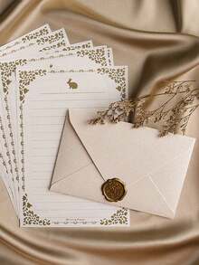 纯色纸质信封，带蜡封贴纸，复古多用途办公信封，婚礼请柬，情书，贺卡，新年朋友礼物，带蜡封的信纸