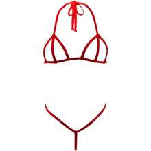 SHERRYLO Conjunto de microbikini G-string extremo sin cobertura, lencería sexy exótica para mujer, atuendos de bailarina desnuda sensual - 1603 Rojo - Ver 1