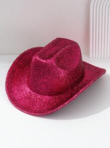 1pc Unisex Rhinestone Tassel Fringed Shiny Cowboy Hat, Creative Punk Style Wide Brim Hat, Suitable As Bridesmaid/Bride Hat, Great For Parties, Western Themed Events, Gatherings, Engagement Parties, Cosplay, Graduations, Masquerade Balls, Festivals, Weddings, Birthdays, Music Festivals, Coming Of Age Ceremonies