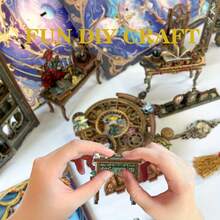 Fantasy Store DIY Handmade Collection Toys Wooden Splicing Book Stand Hut Family And Friends Birthday School Season Halloween Christmas New Year Valentine's Day Easter Gift - Blue Purple - View 5
