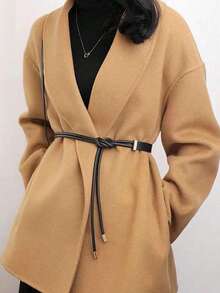 1 Stück schwarzer eleganter, minimalistischer Mode Lederseil geknoteter Taillengürtel, geeignet für Kleider, Hemden, Jacken, für Dates, zum Pendeln, zu Anlässen