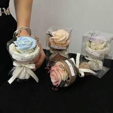 Pocket Rose Soap Flower Bouquet, Mini Preserved Rose Gift, Dried Flower Mini Souvenir, Girlfriend Birthday Decor, Mini Sunflower, Blue Rose, Red Rose, Pocket Romance - Multicolor - View 12