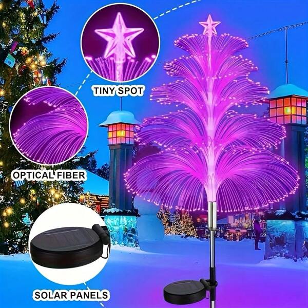 Solar Fiber Optic Jellyfish Lights With 7-Color Changing Effects: Perfect For Wedding, Outdoor Courtyards, Gardens, Halloween & Christmas Decor