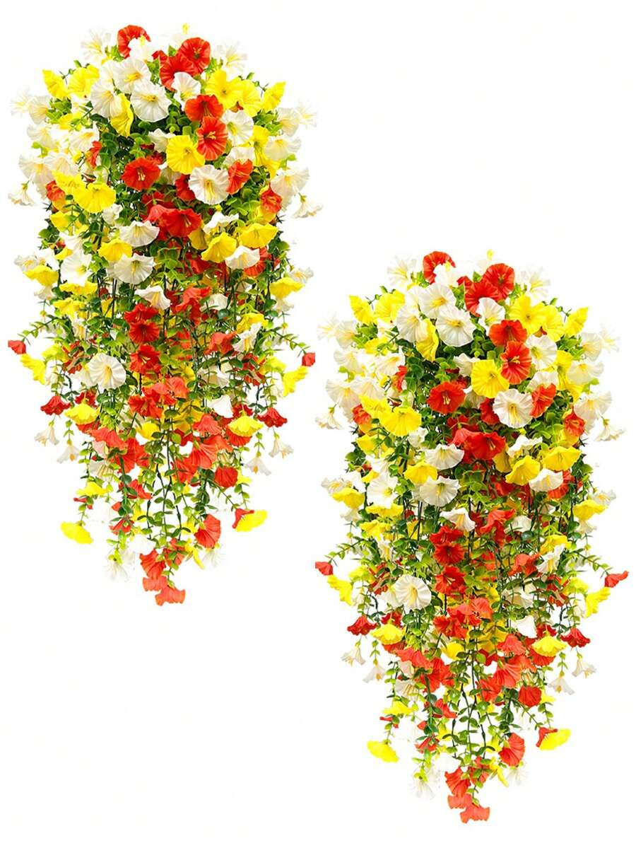 3pcs, Mixed Color Hanging Artificial Flowers, UVResistant Outdoor