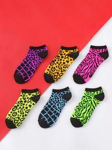 6/12 Đôi Tất Ngắn Cổ Thấp Họa Tiết Da Báo Màu Ngẫu Nhiên Thời Trang Xuân Hè Thu Cho Nữ, Thời Trang Và Đa Năng, Đơn Giản Và Thoải Mái, Mềm Mại Và Thoáng Khí, Thích Hợp Sử Dụng Hàng Ngày - Nhiều màu - Xem 4
