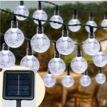 Luces de hadas con bola de cristal con energía solar | 8 modos de iluminación | Opciones de luz cálida, blanca, de colores y azul | Luces solares para exteriores IP65 con 20/50/100 LED para jardín, porche, patio, jardín de cerveza, boda, fiesta, Navidad y Halloween | Regalo perfecto para el hogar, la oficina, el dormitorio, el hotel, la fiesta, el restaurante, luces de hadas para exteriores