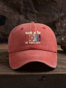 1 件男女通用 80 年代图案做旧可调节棒球帽，适合户外和休闲穿着